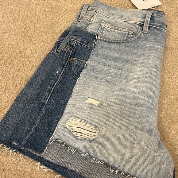 NWT FRAME Meadow Combo Layered Shorts Two Tone Color Block Size 28 - Picture 5 of 8